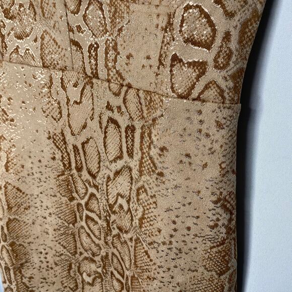 LUSH Sleeveless Bodycon Animal Print Snakeskin Mini Dress Size Small Tan Brown - Picture 7 of 10